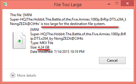 ส่งไฟล์ขนาดใหญ่เข้า usb ไม่ได้ 